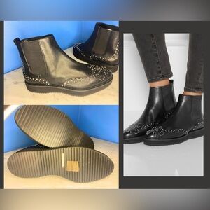 Michael Kors Sofie Black Leather
Studded Ankle Boots Flat Women's 6 m